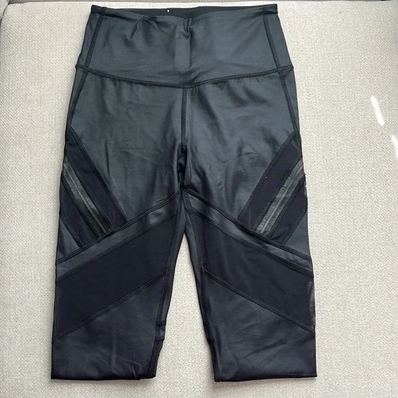 Victoria secret sport women’s leggings black mesh contouring shiny gym small